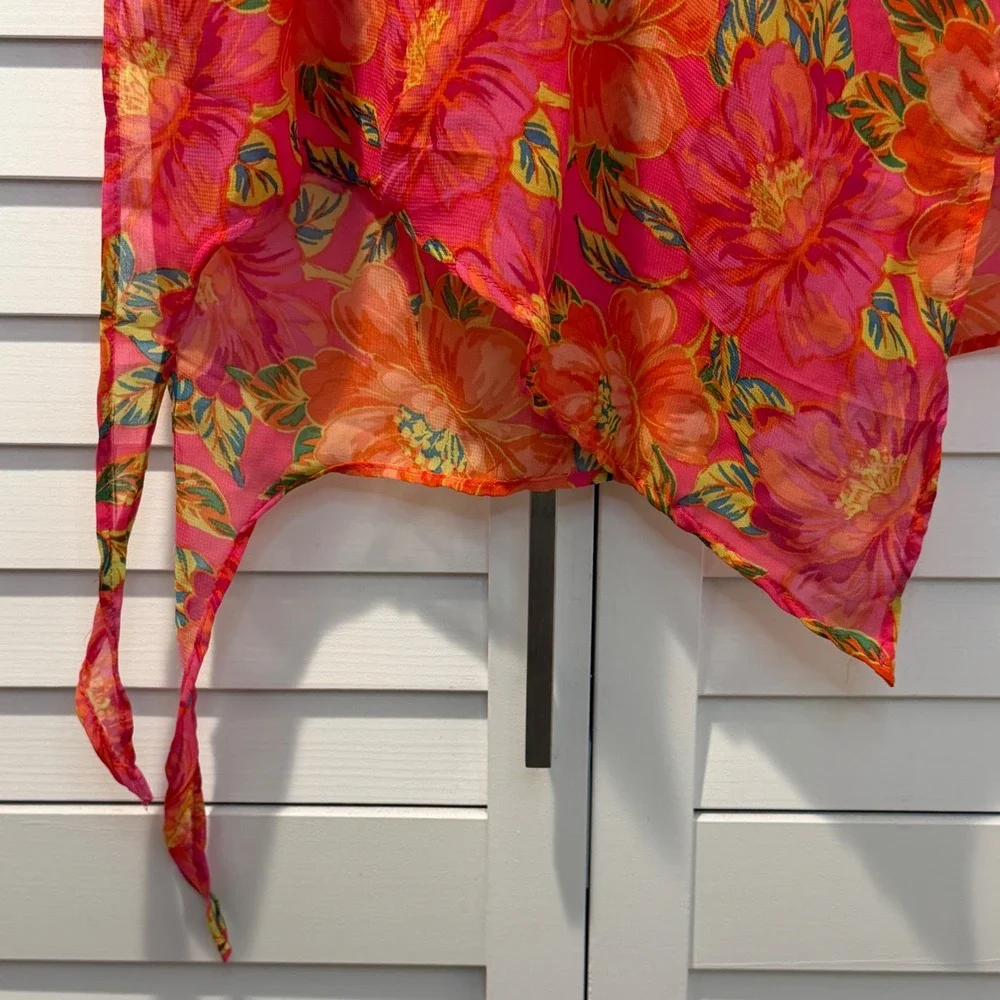 Beach Riot Melanie Sarong Miami Peony Pink‎ Orange Floral Swim Cover Up O/S NEW